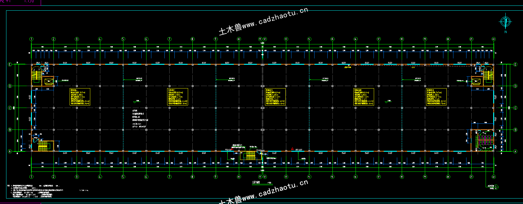 12536平3层框架结构产业园基础设施二期-2#厂房|框架结构结构CAD施工图|土木工程毕设全套图纸下载