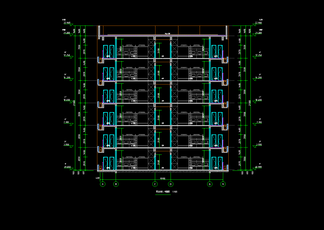 8485平6层框架结构职业学院学生公寓bim