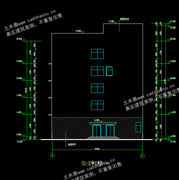 4052平5层框架结构镇教师公租房-住宅式公寓宿舍楼｜框架结构结构CAD施工图｜土木工程毕设全套图纸下载
