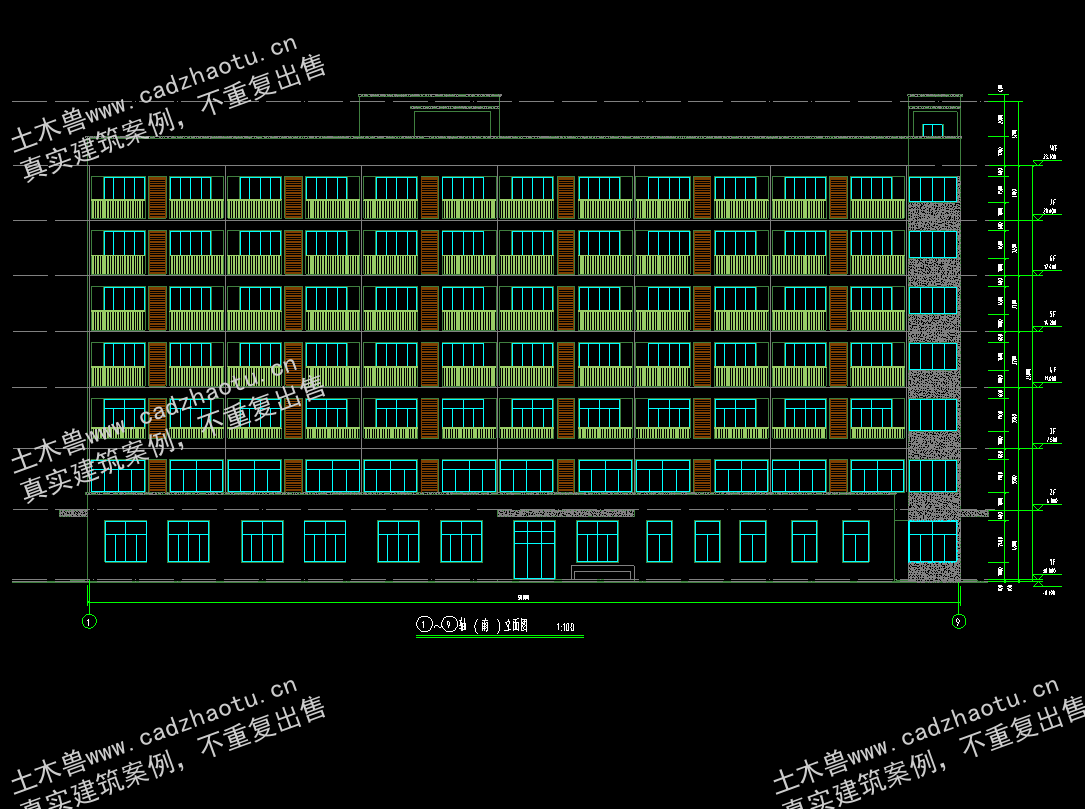 7639平7层框架结构工业园区-职工员工宿舍楼综合楼|框架结构结构CAD施工图|土木工程毕设全套图纸下载