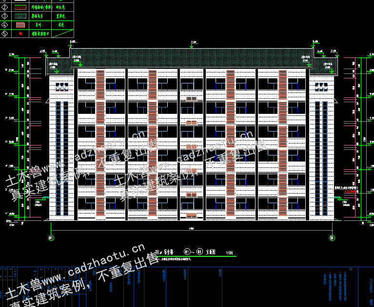 3457平6层框架结构学生公寓楼宿舍楼18号|框架结构结构CAD施工图|土木工程毕设全套图纸下载