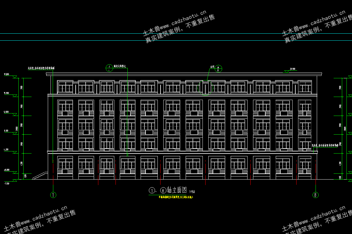 8715平5层框架结构市中学教学楼1#教学楼｜框架结构结构CAD施工图｜土木工程毕设全套图纸下载