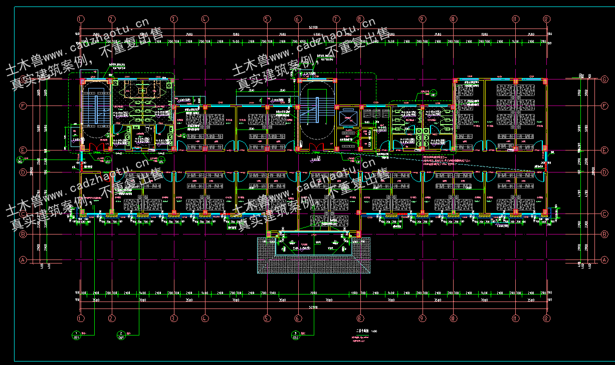 3457平4层框架结构公租房项目-公寓宿舍楼｜框架结构结构CAD施工图｜土木工程毕设全套图纸下载