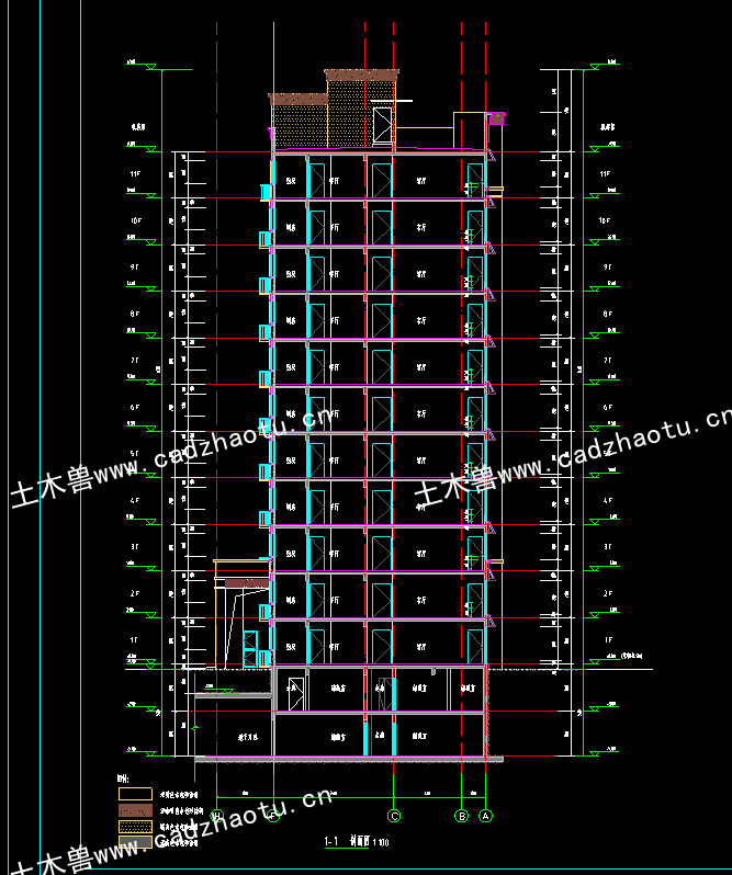 6329平11层剪力墙结构某小区6#住宅楼｜剪力墙结构结构CAD施工图｜土木工程毕设全套图纸下载