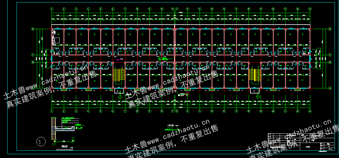 5704平5层框架结构人民政府公租房-宿舍楼｜框架结构结构CAD施工图｜土木工程毕设全套图纸下载