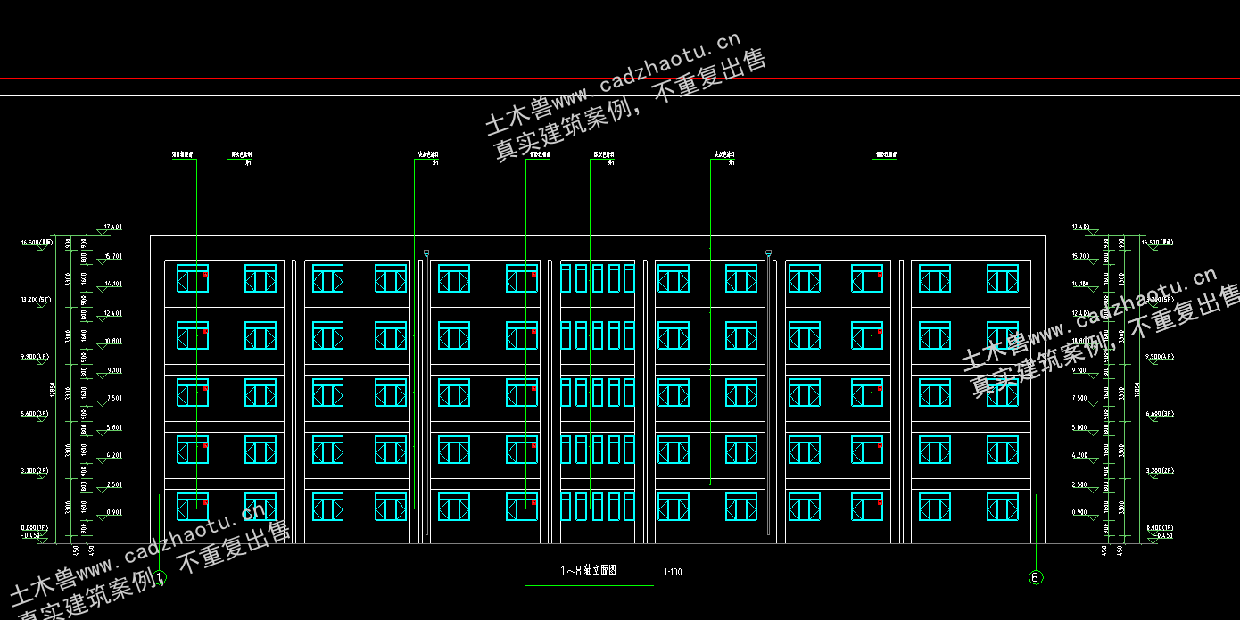 4822平5层框架结构产业园标准化厂房-1#宿舍楼|框架结构结构CAD施工图|土木工程毕设全套图纸下载