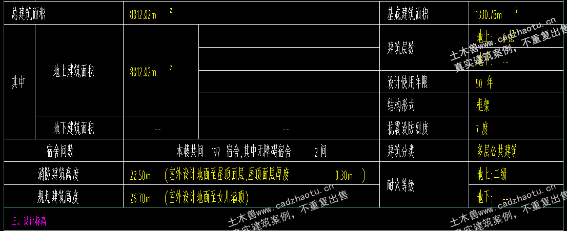 8012平6层框架结构铁矿矿产1#宿舍楼|框架结构结构CAD施工图|土木工程毕设全套图纸下载
