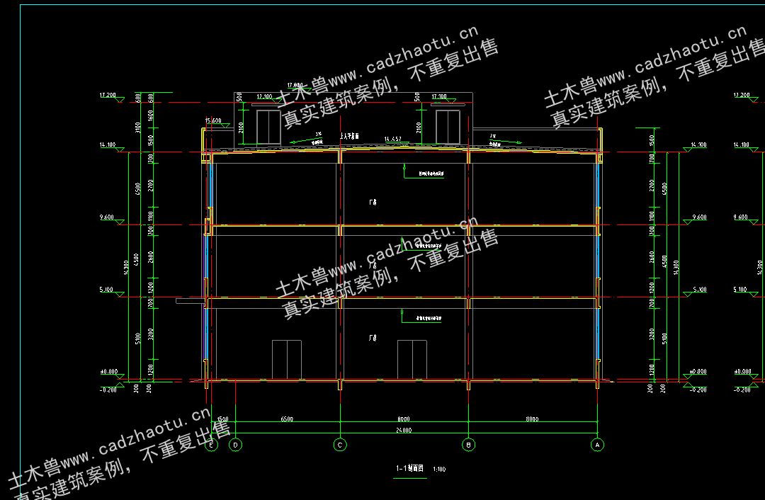 5266平3层框架结构标准化厂房-2#生产车间|框架结构结构CAD施工图|土木工程毕设全套图纸下载