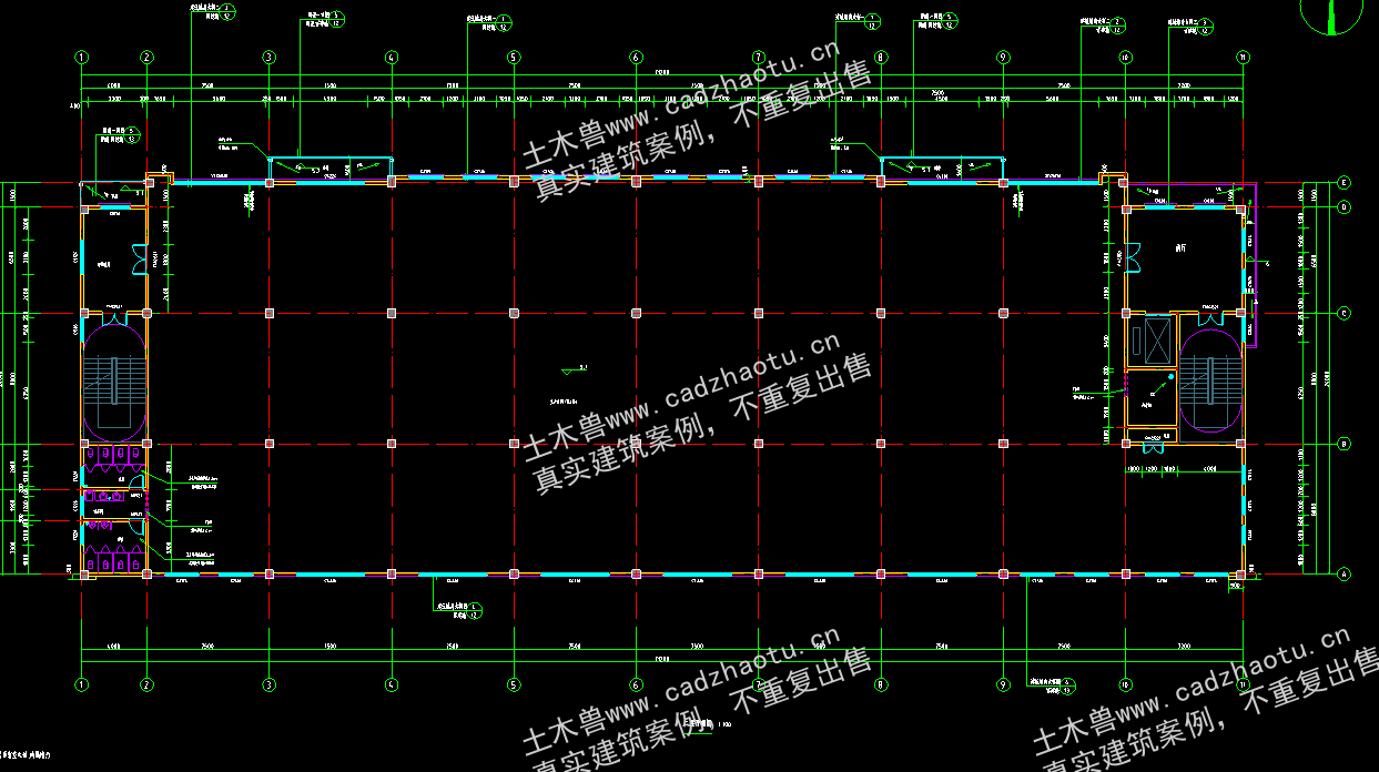 5266平3层框架结构标准化厂房-2#生产车间|框架结构结构CAD施工图|土木工程毕设全套图纸下载