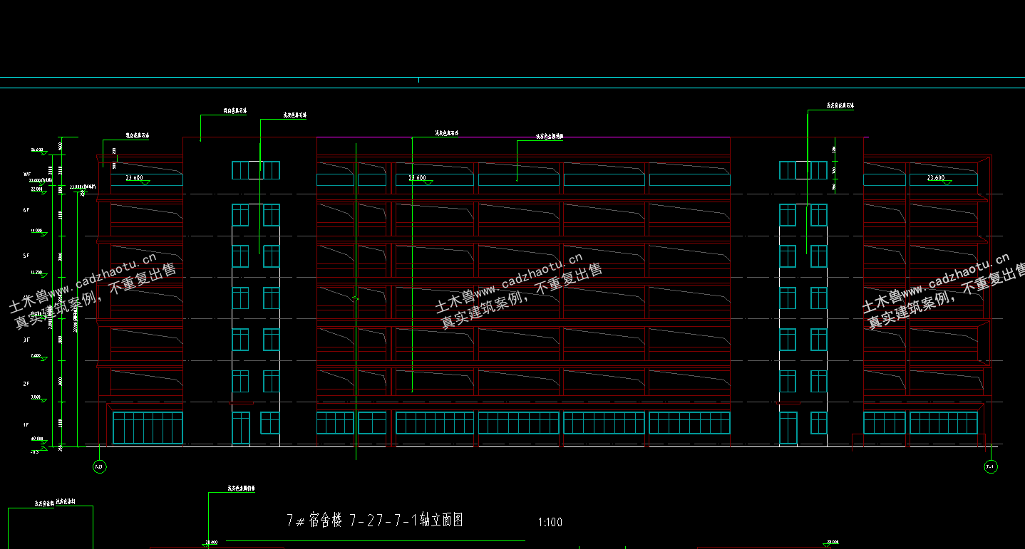 7602平6层框架结构某项目一期-7#宿舍楼|框架结构结构CAD施工图|土木工程毕设全套图纸下载