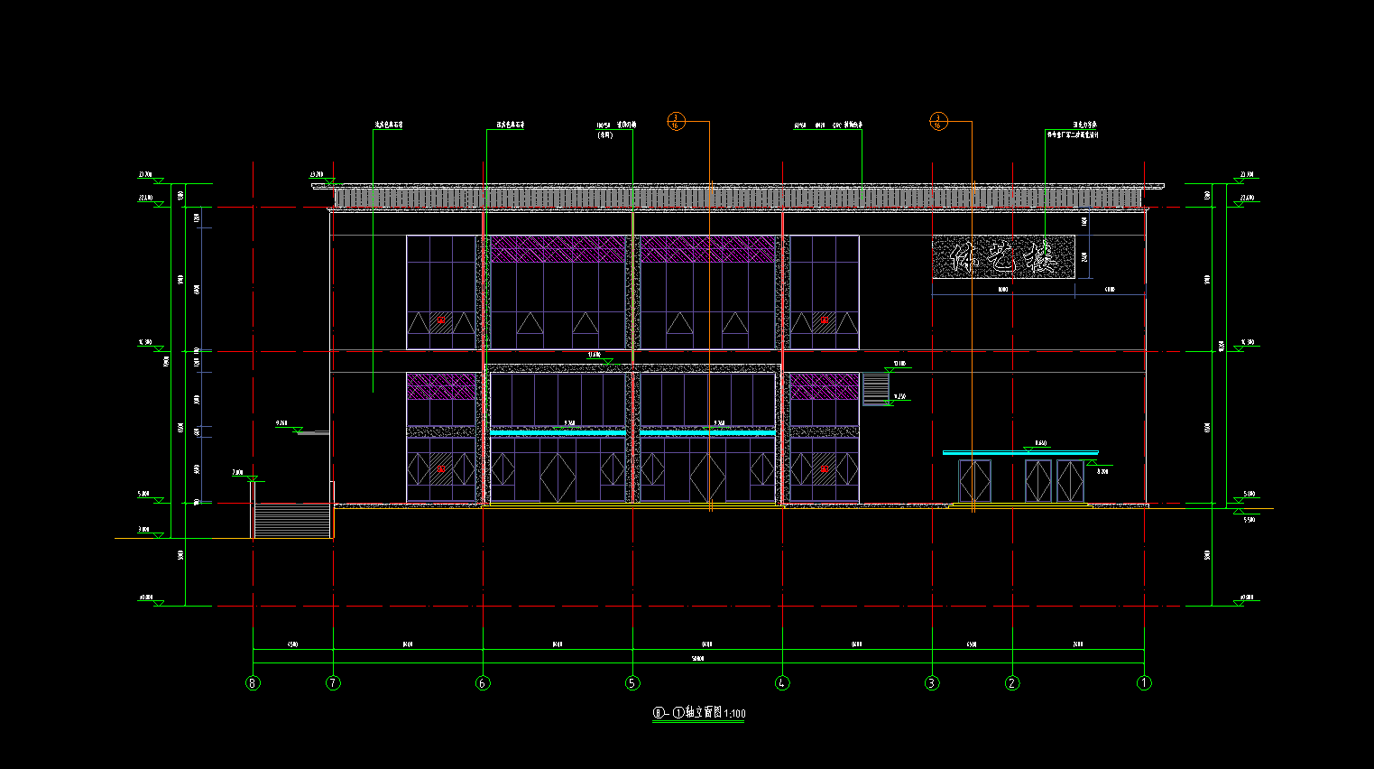 7717平3层框架结构某第二中等专业学校-体育馆 建筑CAD施工图纸